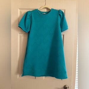 JODIFL Vibrant Turquoise Blue Women’s Textured Casual Dress